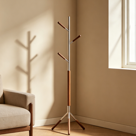 Corner Fit Coat Rack with Three Adjustable Arms